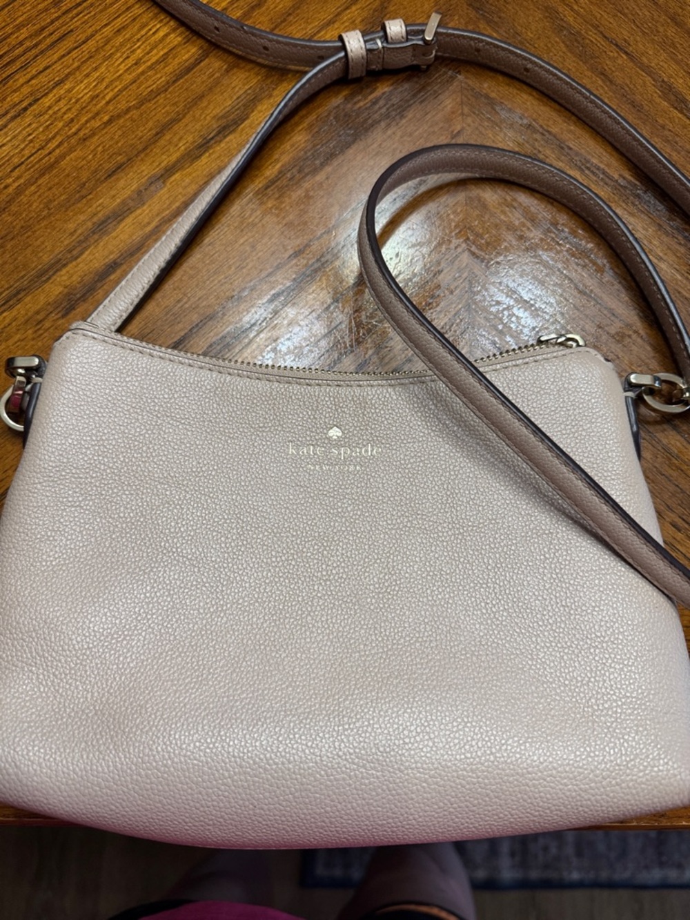 kate spade Pebbled Leather Crossbody in Light Taupe